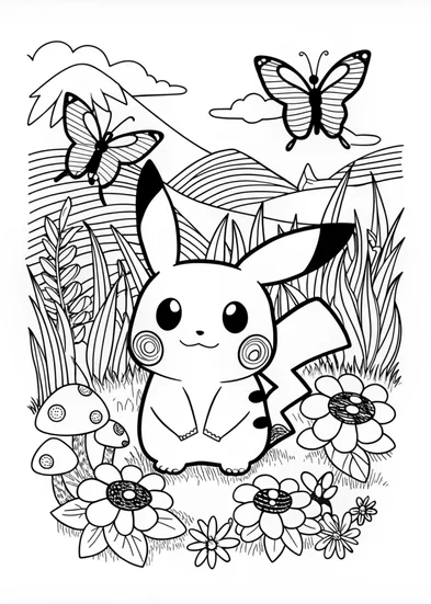A coloring page of Pikachu Smiling Coloring Page