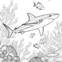Shark’s Adventure at Sea Coloring Page