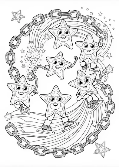 A coloring page of Starry Ice Skating Adventure