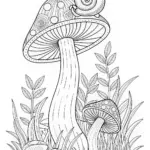 Giant Forest Mushrooms Coloring Page