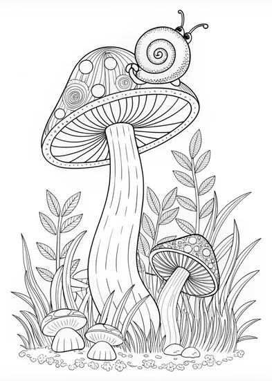 A coloring page of Giant Forest Mushrooms Coloring Page