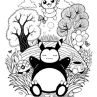Snorlax in the Mountains Coloring Page