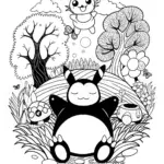 Snorlax in the Mountains Coloring Page