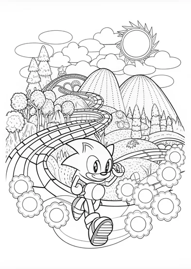 A coloring page of Sonic the Hedgehog Coloring Adventure