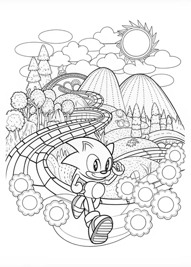 A coloring page of Sonic the Hedgehog Coloring Adventure