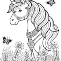 Magical Unicorn in Enchanted Meadow Coloring Page