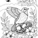 Sparrow on a Branch Coloring Page