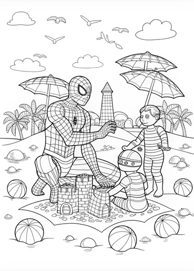 A coloring page of Spider-Man Coloring Adventure
