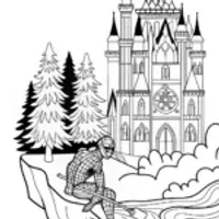 Spiderman in Front of a Castle