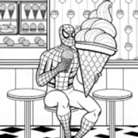 Spider-Man Enjoying Ice Cream on the Rooftop