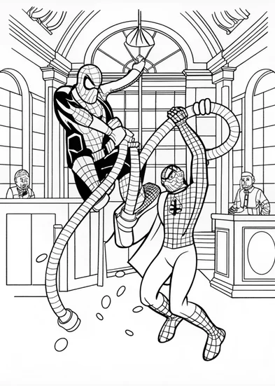 A coloring page of Spider-Man vs. Doctor Octopus Coloring Page