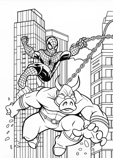 A coloring page of Rampaging Rhino in the City Coloring Page