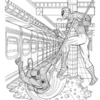 Spider-Man in the Subway Adventure Coloring Page