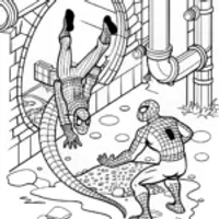 Spiderman fighting in the sewers