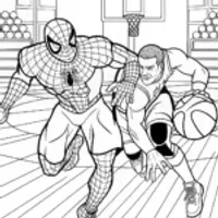 Spider-Man Basketball Action Coloring Page
