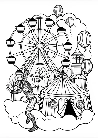 A coloring page of Spider-Man Swings into Action Coloring Page