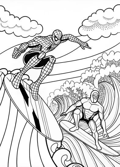 A coloring page of Spider-Man in Action!