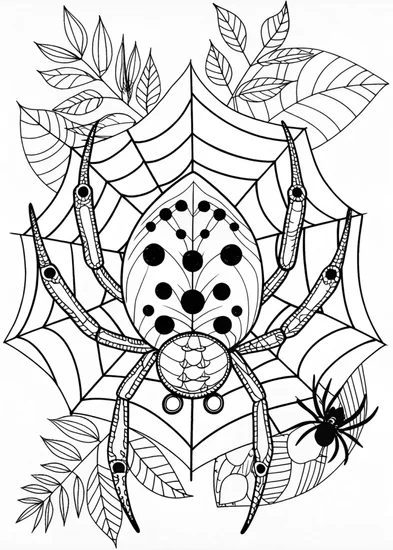 A coloring page of Spiny Orb weaver spider