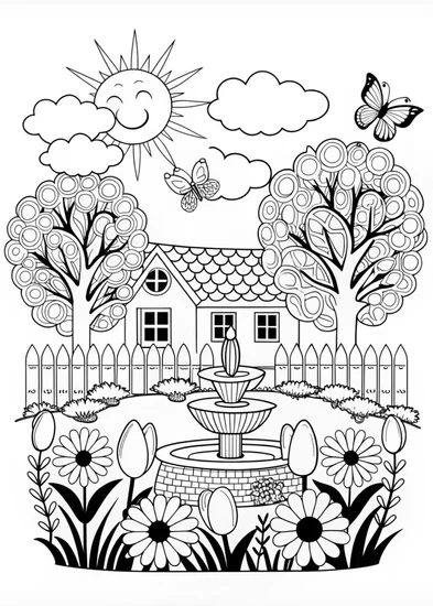 A coloring page of Spring Bloom Coloring Extravaganza