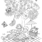 Spring Picnic with Friends Under the Blossoming Tree
