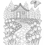 Springtime Tulip Garden Path