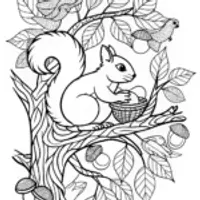 Squirrel in the Forest Coloring Page