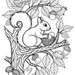 Squirrel in the Forest Coloring Page
