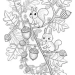 Squirrel’s Acorn Adventure Coloring Page