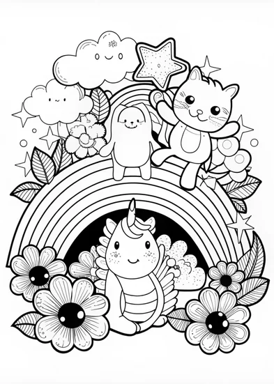 A coloring page of Pikachu with Swirling Background Coloring Page