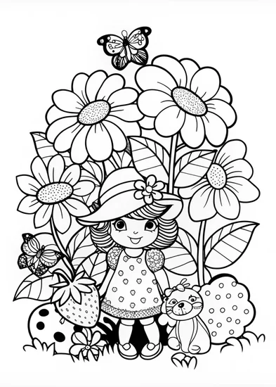 A coloring page of Strawberry Shortcake’s Sweet Coloring Adventure