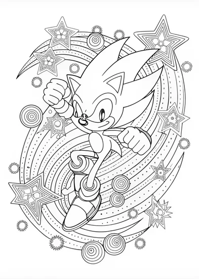 A coloring page of Sonic the Hedgehog Fierce Stance Coloring Page