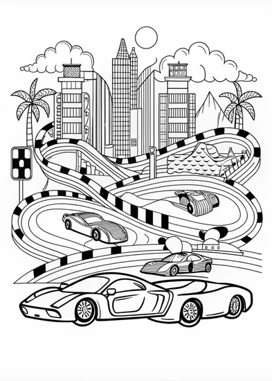 A coloring page of Supercar Coloring Extravaganza