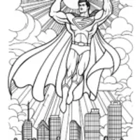 Superman Soars Over the Landscape Coloring Page