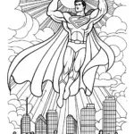 Superman Soars Over the Landscape Coloring Page