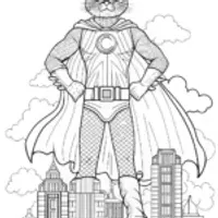 Supercat in the Mountains Coloring Page