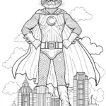 Supercat in the Mountains Coloring Page