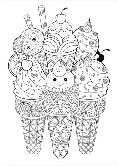 A coloring page of Ice Cream Cone Coloring Fun