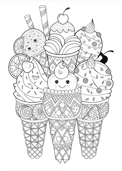 A coloring page of Ice Cream Cone Coloring Fun