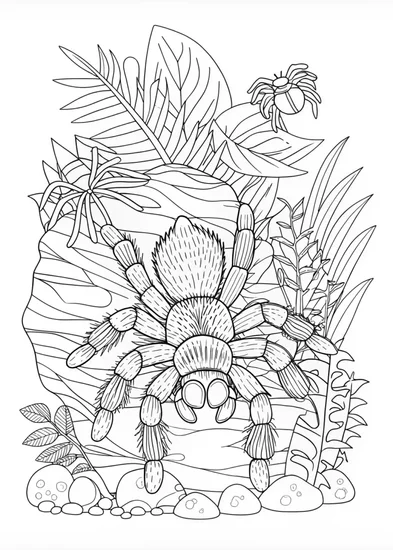 A coloring page of Giant Tarantula in the Mountains Coloring Page