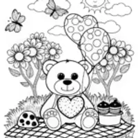 Teddy Bear Love Coloring Page