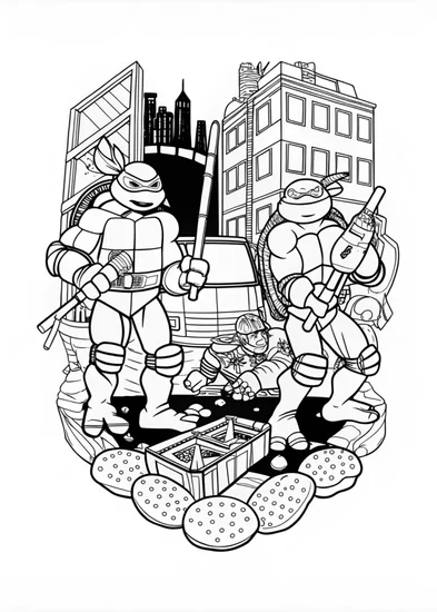 A coloring page of Leonardo the Ninja Turtle Coloring Page