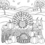 Thanksgiving Turkey and Harvest Scene