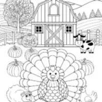 Thanksgiving Turkey at the Farm Coloring Page
