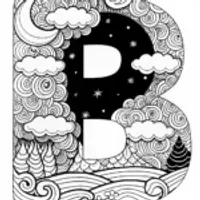 The Letter B: A Starry Night Coloring Page