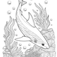 Great White Shark’s Ocean Adventure Coloring Page