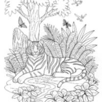 Tiger’s Majestic Gaze Coloring Page