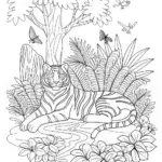 Tiger’s Majestic Gaze Coloring Page