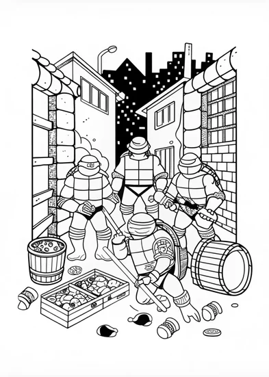 A coloring page of Leonardo the Turtle Hero Coloring Page