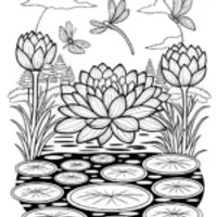 Tranquil Lotus Pond Coloring Page