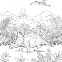 Triceratops Grazing in a Prehistoric Field